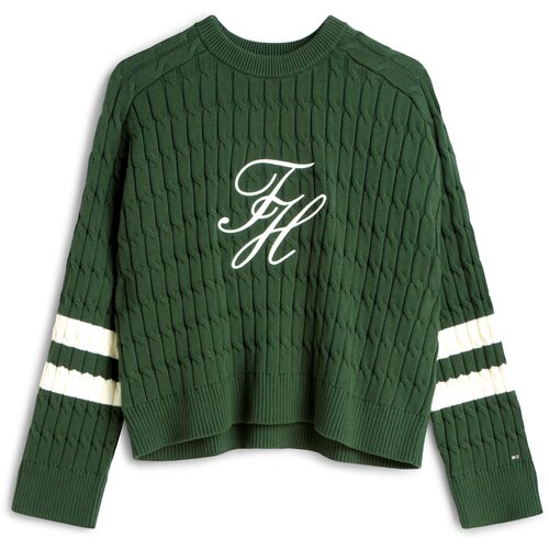 Tommy Hilfiger Pulover temno zelena / naravno bela Slike