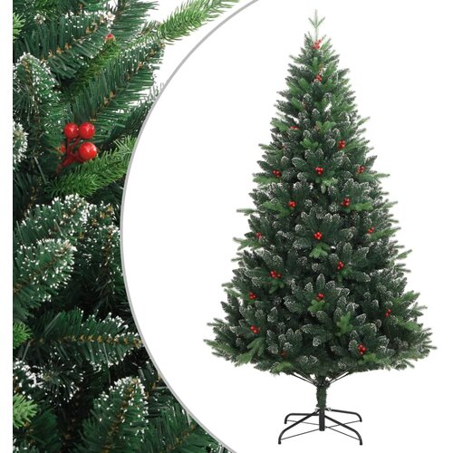 vidaXL Umetna novoletna jelka z rdečimi jagodami 120 cm Cene