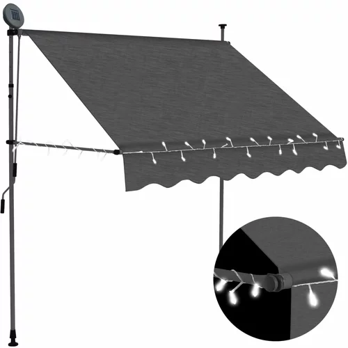 vidaXL Ročno zložljiva tenda z LED lučmi 200 cm antracitna