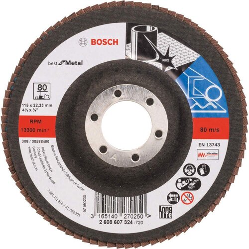 Bosch lamelni brusni disk X571, Best for Metal Prečnik 115 mm; granulacija 80, ravni - 2608607324 Cene