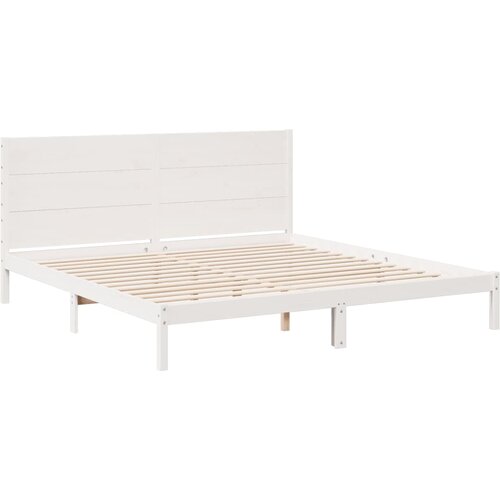  Dugi okvir kreveta bez madraca bijeli 180 x 210 cm masivno drvo Slike