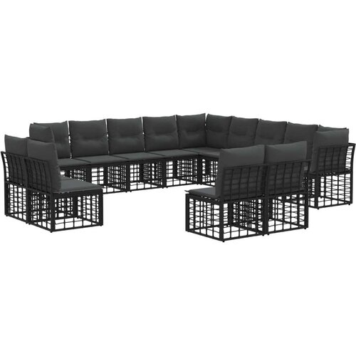  Set vanjskih sofa Crna i tamno siva Poliester - Crna i tamno siva bez stola Cene