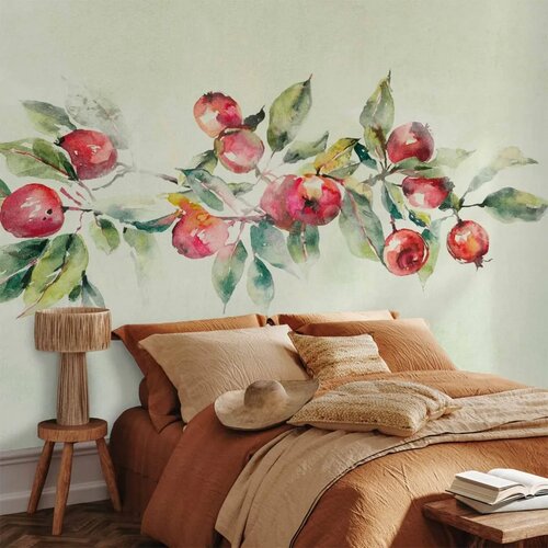  Foto tapeta - Apple branch - delicate landscape with a plant and apples on a white background 450x315 Slike