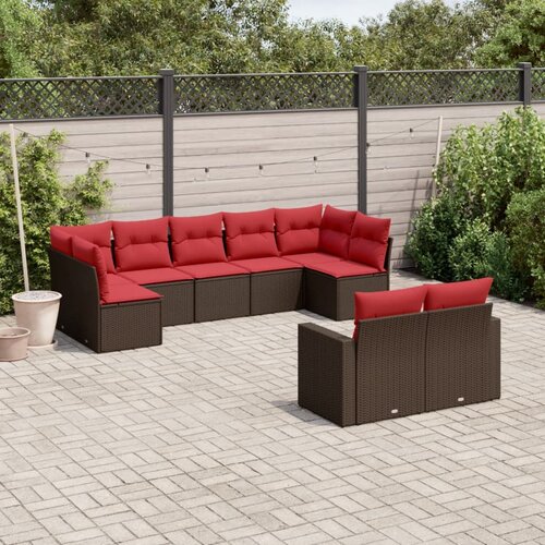 vidaXL 9-dijelni set vrtnih sofa s jastucima poliratan smeđi Cijene