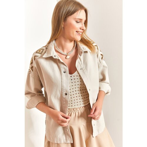 Bianco Lucci Women's Ethnic Embroidery Patterned Gabardine Jacket Cijene
