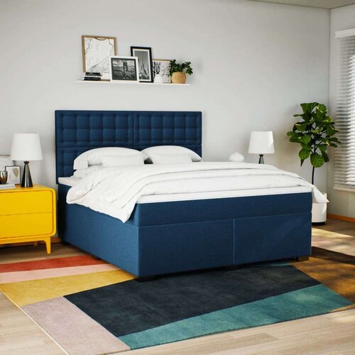VidaXL Krevet s oprugama i madracem plavi 180x200 cm od tkanine Slike
