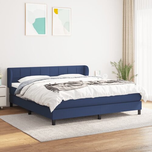 VidaXL Box spring postelja z vzmetnico modra 160x200 cm blago Slike