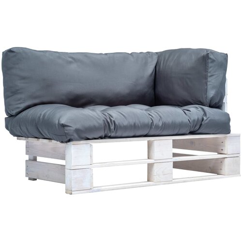  Vrtna sofa od paleta od borovine sa sivim jastucima Slike