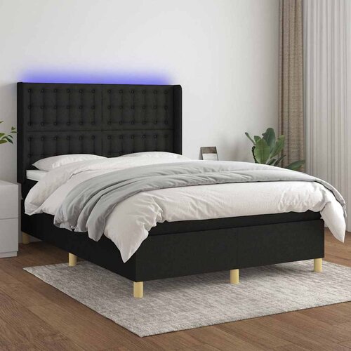  box spring s madracem LED crni 140x200 cm od tkanine Cijene