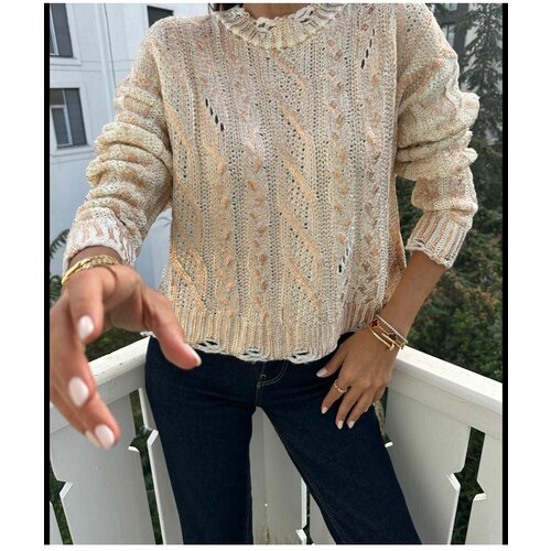 Laluvia Gold Leaf Printed Ripped Detailed Sweater Slike