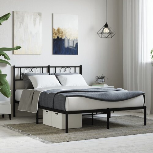  Metalni okvir za krevet s uzglavljem crni 140x190 cm Cene