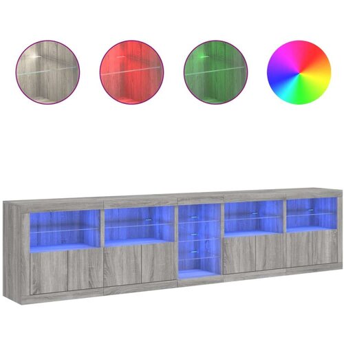  Komoda z LED lučkami siva sonoma 283x37x67 cm Slike