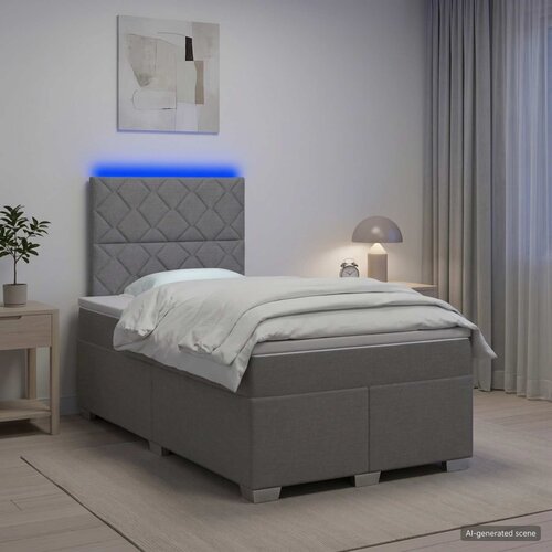  Boxspring krevet s madracem Svjetlosiva 120 x 190 cm Tkanina Cene