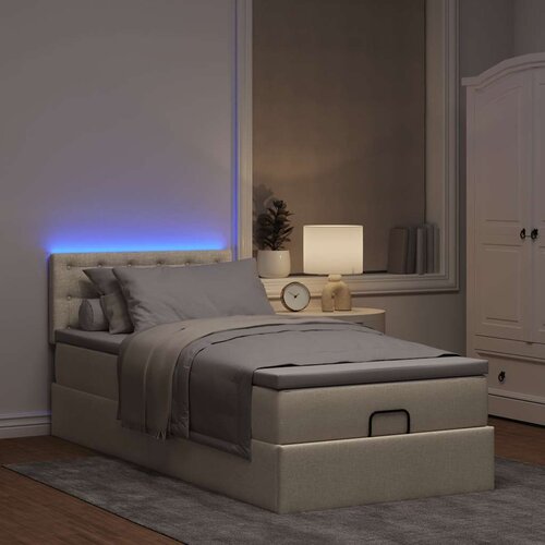 VidaXL Otomanska postelja z vzmetnico krem 100x200 cm blago Slike