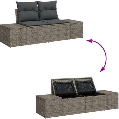  Vrtna garnitura - 10-dijelni set vrtnih sofa s jastučićima Siva Poli ratan Slike