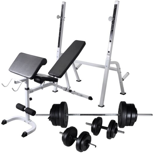 VidaXL vadbena klop s kompletom uteži in stojalom 60,5 kg Slike