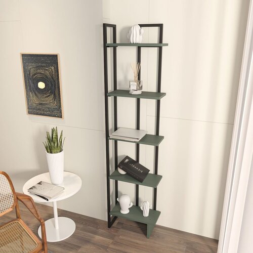 Hanah home Polica za knjige Alice, 36.4x180x19.6 cm, Crno-maslina Cene