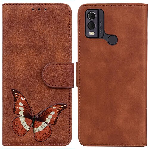 INORCO Torbica iz PU usnja na dotik kože za Nokio C22 Butterfly Printing Denarnica Pokrov za stojalo za telefon, (22037037) Slike