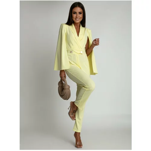 Fasardi Yellow jumpsuit with slit sleeves