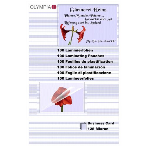 Olympia 1x100 Laminating Pouches Business Cards 125 micron 9179 Cijene