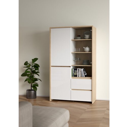 Tvilum Bijela/u prirodnoj boji vitrina u dekoru hrasta 100x170x48 cm Next &amp;ndash; Slike