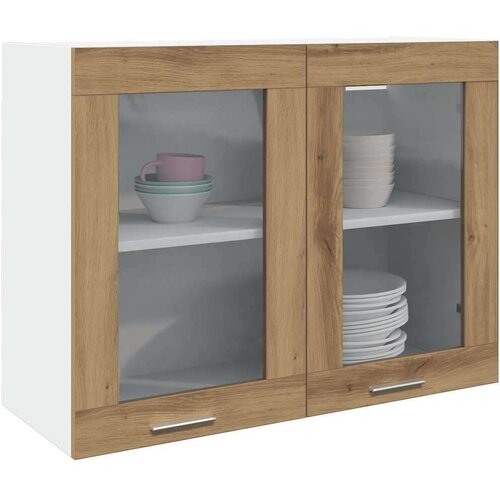 Viseći stakleni ormar Artisan hrast 80x31x60 cm izrađeno drvo Cijene