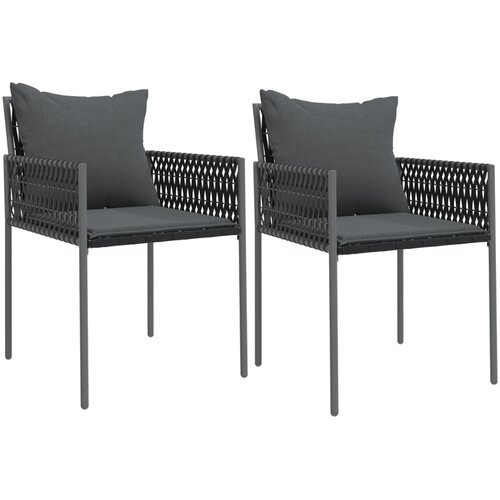 Maison Chic Vrtni stoli - Stol za vrt z blazinami 2 kosa črni 54x61x83 cm poli ratan JS2124, (21877118) Cene