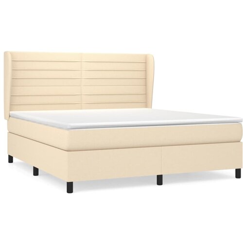 vidaXL Box spring postelja z vzmetnico krem 180x200 cm blago, (20895196) Cene