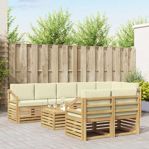 Setovi sofa s jastukom 9 pcs Bijela i krem Čvrsto drvo akacije Cene