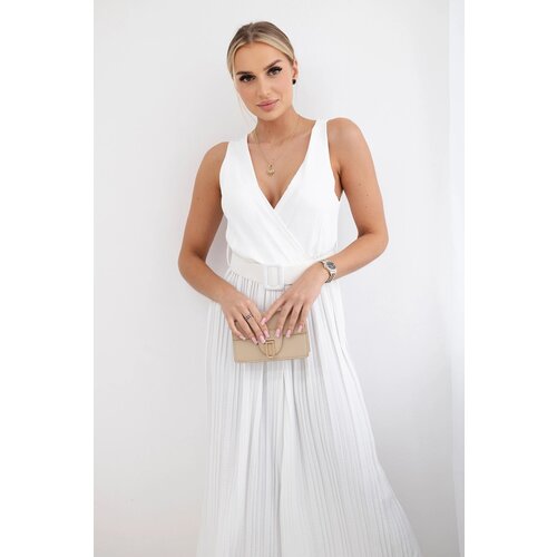 Kesi Włoski Pleated viscose jumpsuit ecru Slike