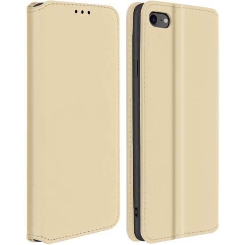 AVIZAR Ovitek za iPhone SE 2022, 2020 in iPhone 8, držalo za kartico in video, magnetni preklop - zlata, (20626567) Slike