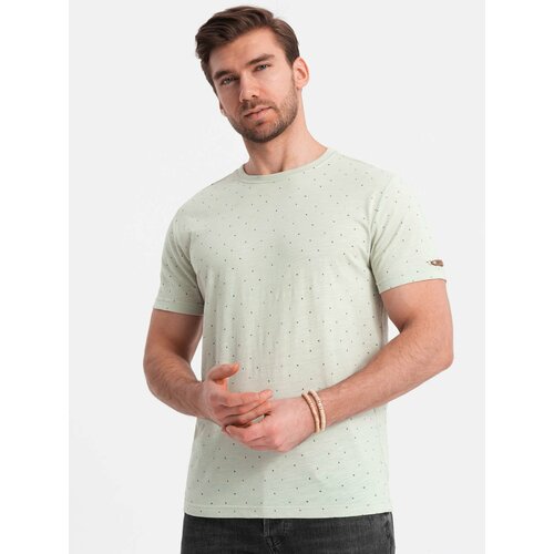 Ombre BASIC men's t-shirt with decorative pilling effect - green Cene