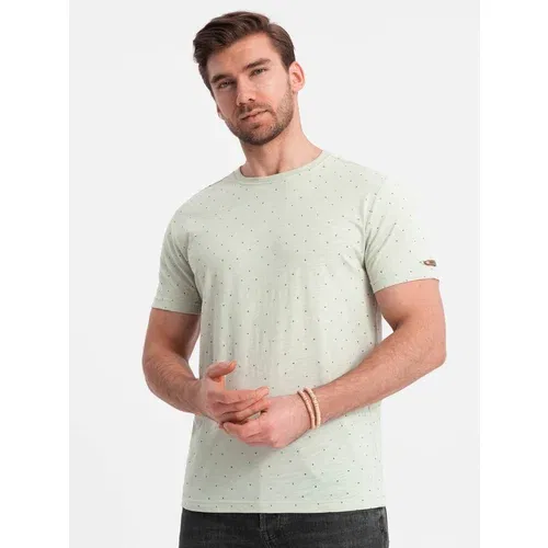 Ombre BASIC men's t-shirt with decorative pilling effect - green Ombre BASIC men's t-shirt with decorative pilling effect - green