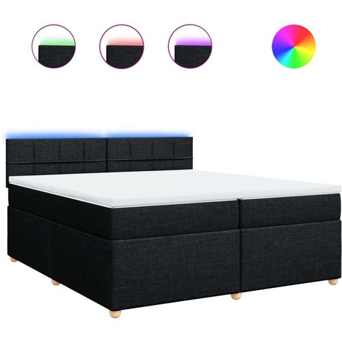 VidaXL Krevet s oprugama i madracem crni 200x200 cm od tkanine Slike