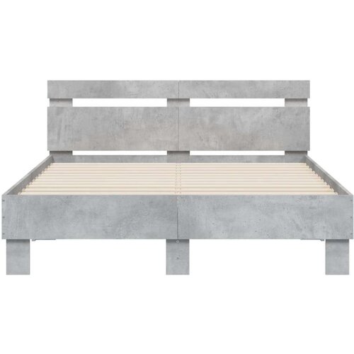vidaXL Posteljni okvir z vzglavjem betonsko siv 120x200 cm inž. les Cene