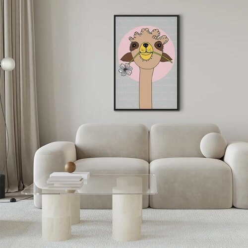  Slika - Happy Llama (1 Part) Vertical 80x120 U crnom drvenom okviru Slike