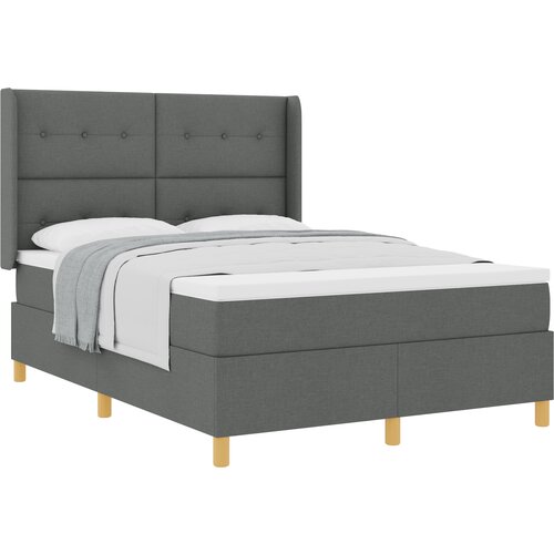 vidaXL Box Spring Postelja z Vzmetnico Temno Siva 140x190 cm Tkanina, (22050069) Cene