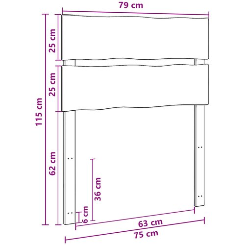  Uzglavlje s prirodnim rubom ROSTOCK Tamno smeđa 75 cm Slike