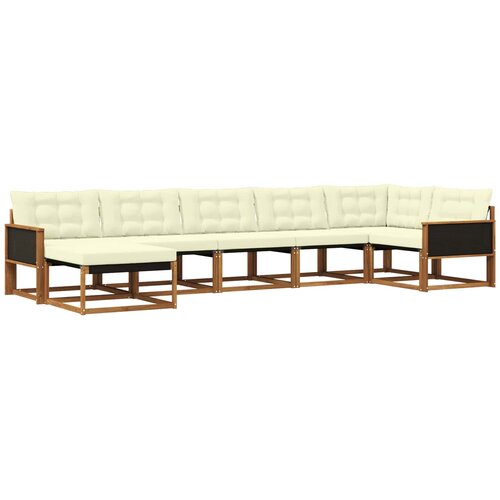 vidaXL Zunanja garnitura za sedenje z blazino 7 pcs Naravna in smetana, (5000273083) Cene