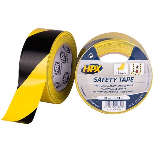 Hpx traka za obeležavanje samolepljiva crno žuta 50mm x 33m Slike