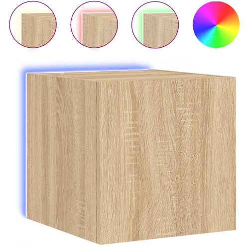Maison Chic Stenska TV omarica - TV stojalo - Televizijska omarica z LED lučkami sonoma hrast 30,5x35x30 cm, (21700872) Slike