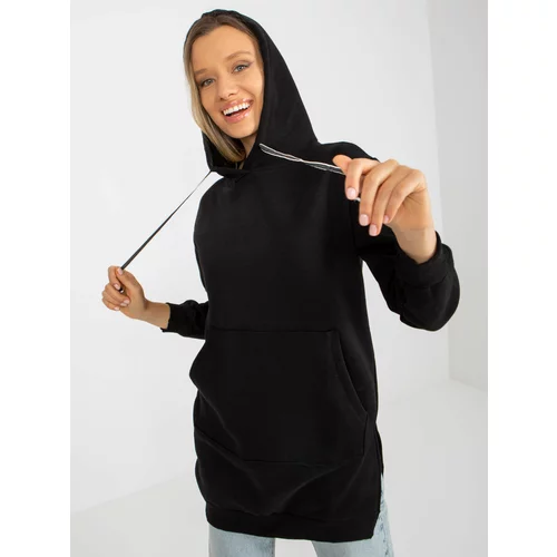 Fashion Hunters Black smooth kangaroo sweatshirt with a hood