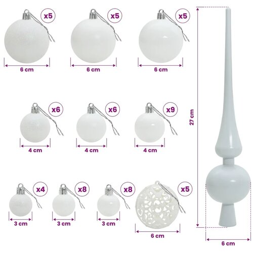  Umjetno božićno drvce s kuglicom 120 cm 150 LED lampica - Zelena i bijela 120 cm s LED žaruljama i bijelim kuglicama Slike