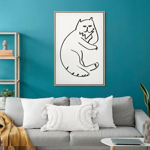  Slika - Cat Relaxing (1 Part) Vertical 80x120 U prirodnom drvenom okviru Slike