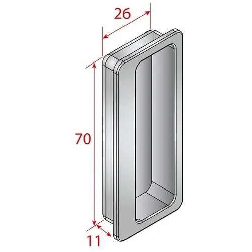 Valcomp by Mantion Ručica za namještaj (D x Š x V: 11 x 26 x 70 mm, Vanjske dimenzije 32 x 75 mm, Srebrna)