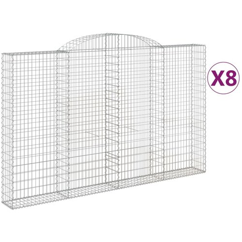 vidaXL Obokane gabion košare 8 kosov 300x30x180/200cm pocinkano železo, (21000615) Cene