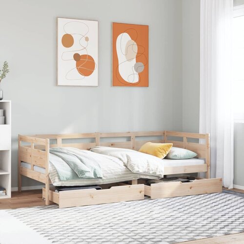 VidaXL Dnevni krevet s ladicama bez madraca 90x200 cm masivno drvo Slike