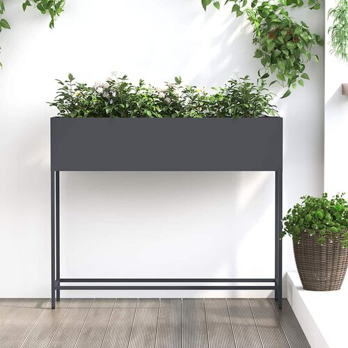  Povi&amp;scaron;eni Vrtni Planter Antracit 100 x 26 x 82 cm Čelik Slike