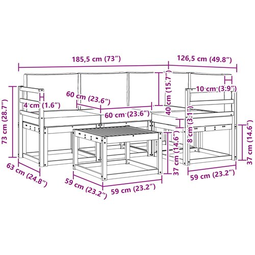  Set vanjskih sofa 5 kom. Prirodna i krem Slike