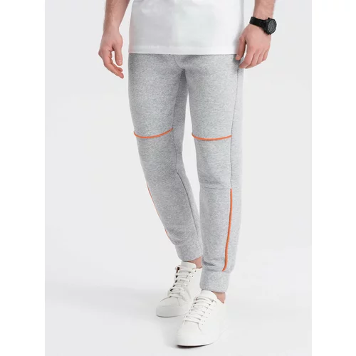 Ombre Men's sweatpants with contrast stitching - grey melange